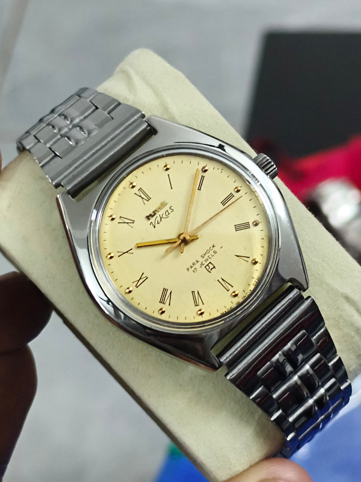 HMT Vikas Mechanical Vintage Watch with a Gold-toned Dial