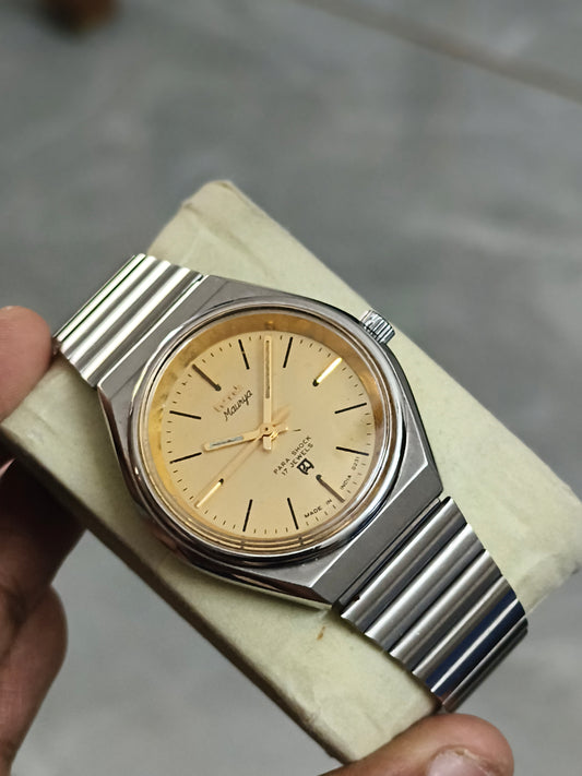 HMT Uttam Mechanical Watch with Gold-toned Dial