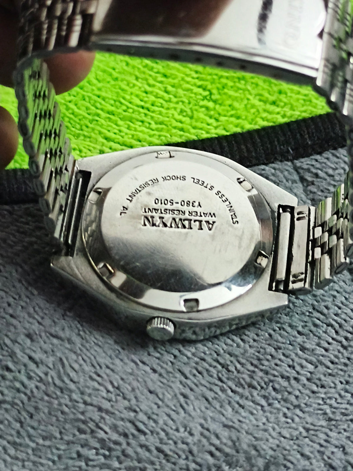 Allwyn Vintage Hand-wound Watch with a TV Shaped Case and Black Dial