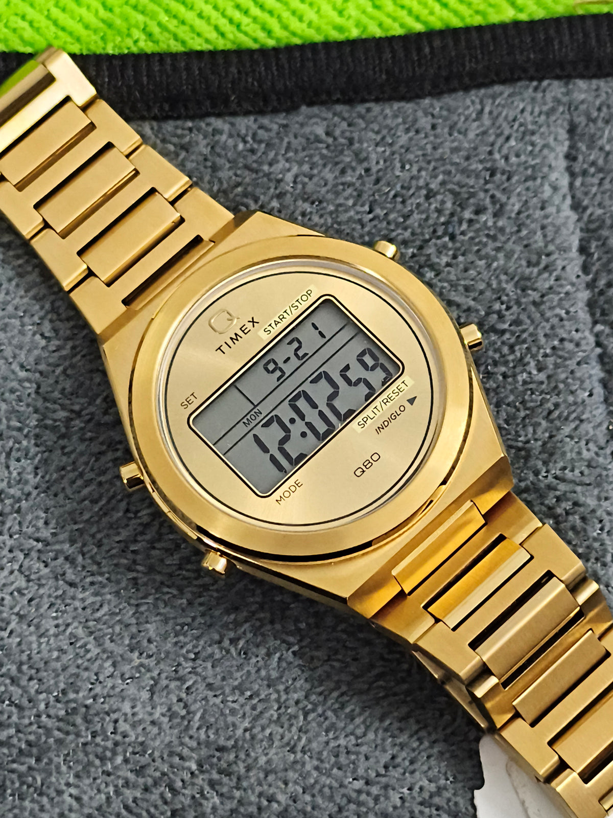 TIMEX Q80 Continental Round 39mm Digital Watch with a Gold-toned Case