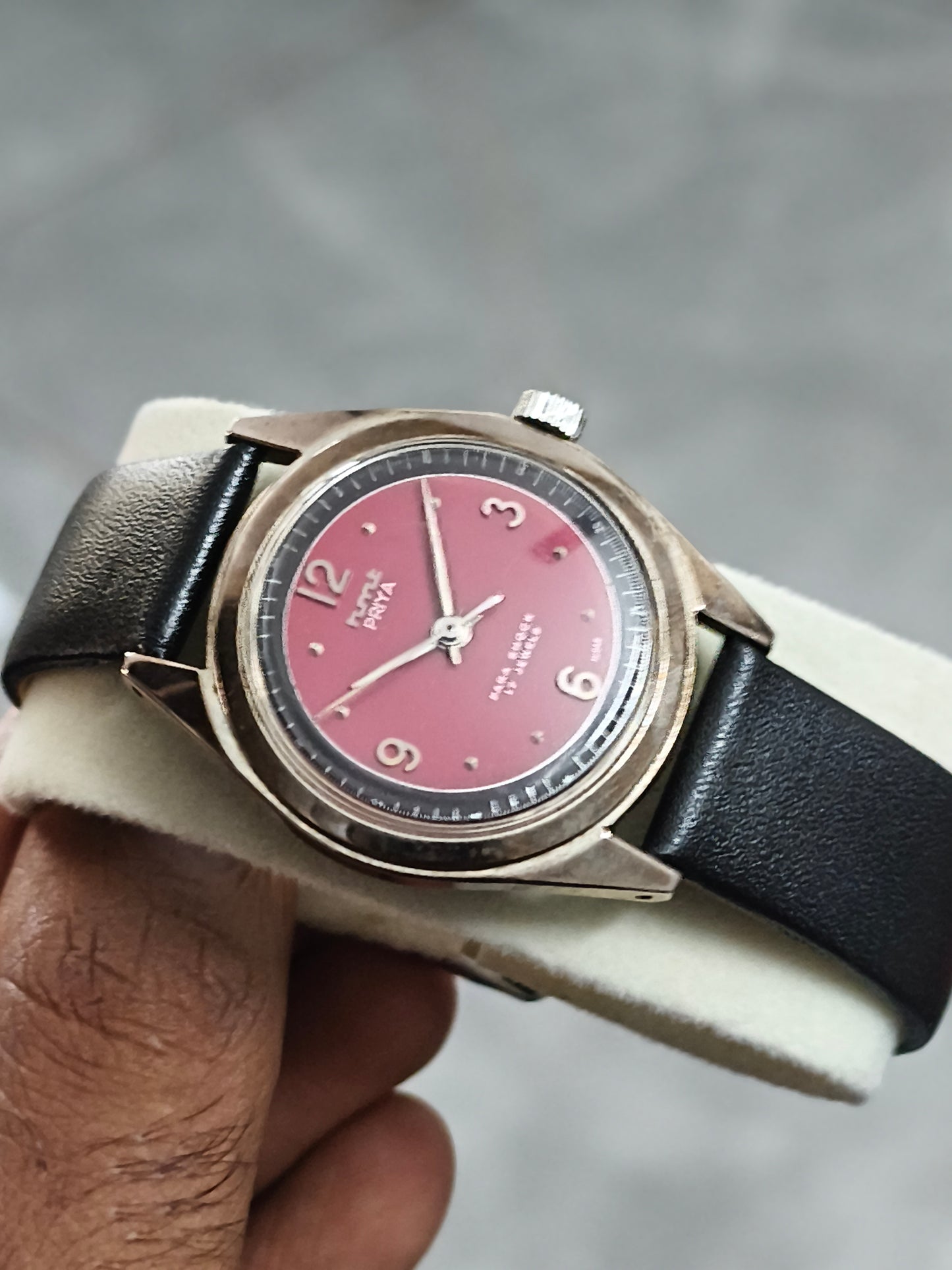 HMT Priya Mechanical Watch with Deep Red Dial, Mint Condition Full Set
