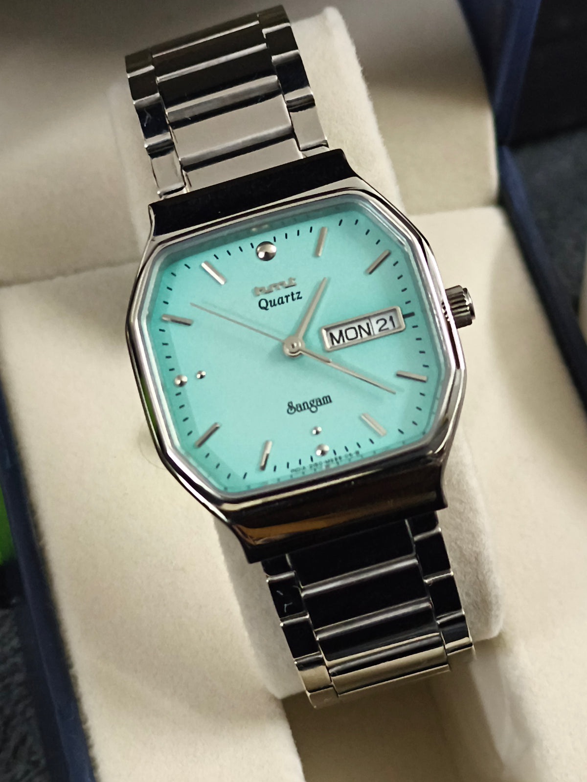 HMT Sangam Quartz Watch with a Tiffany Blue Dial