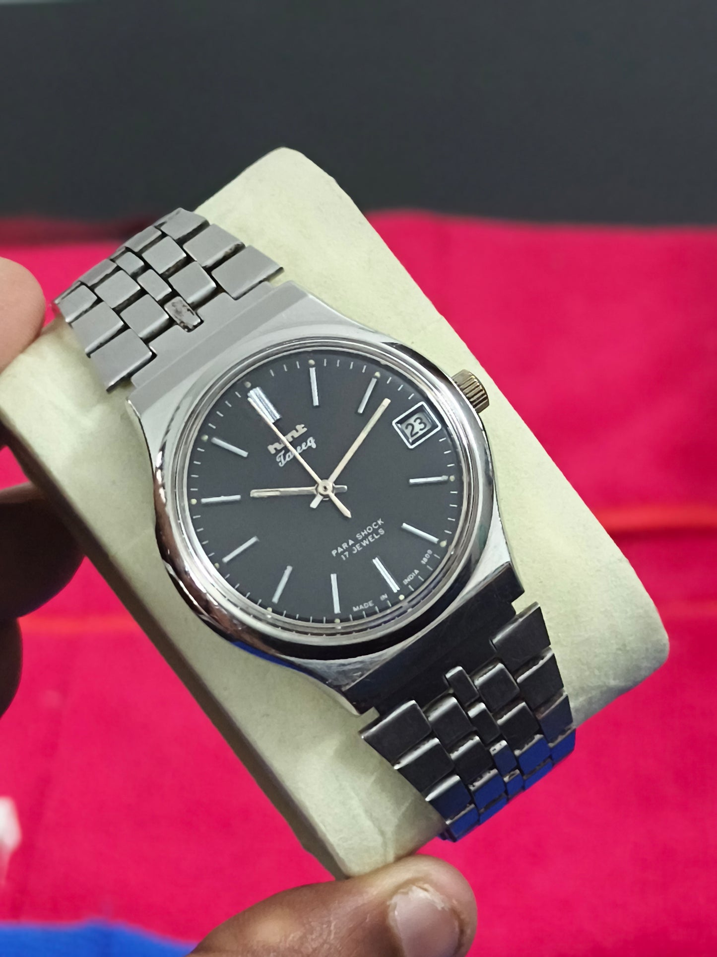 HMT Tareeq Hand-wound Watch with Black Dial with Steel Hands and Indexes