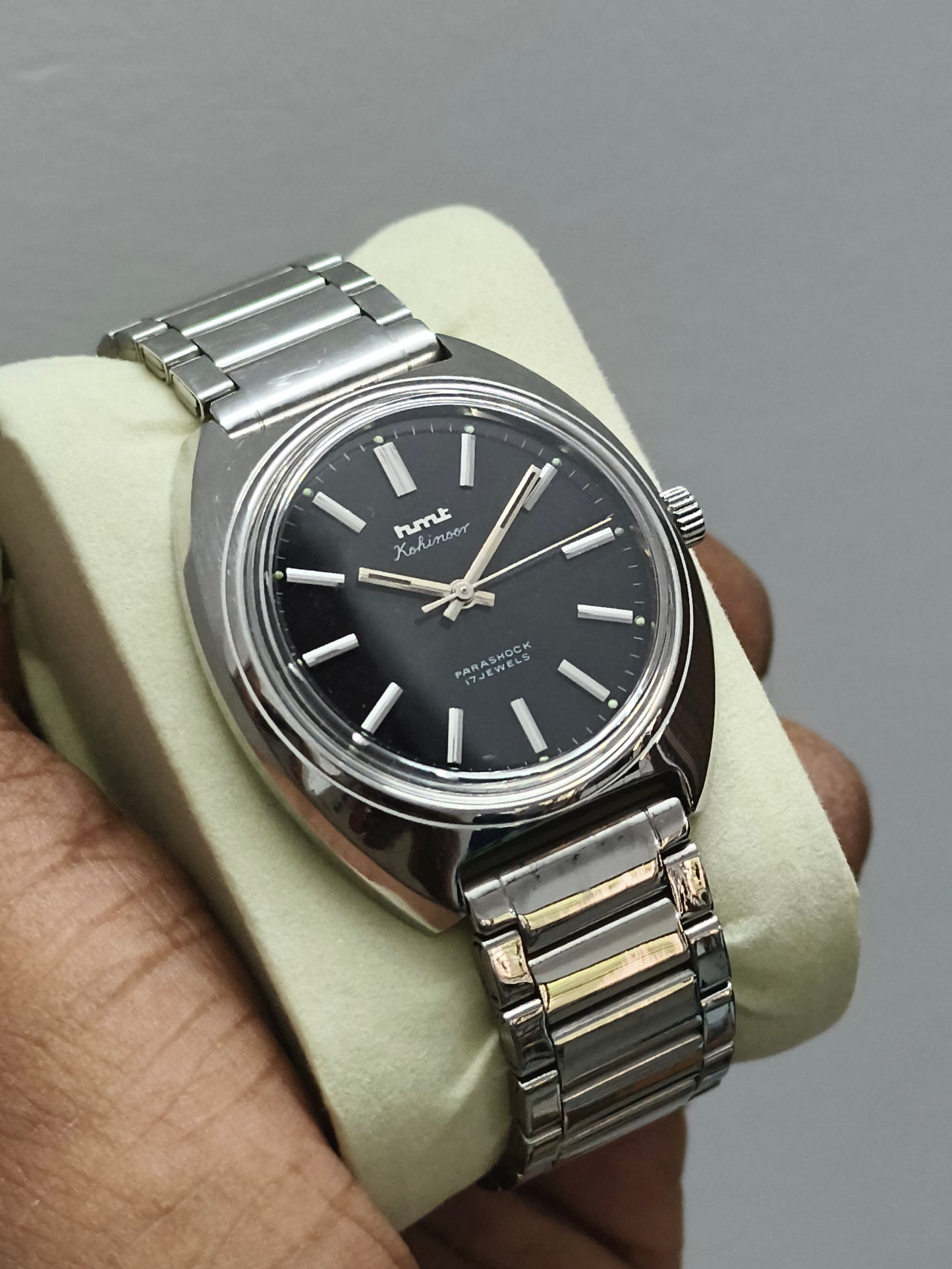 HMT Kohinoor Mechanical Hand-wound Watch with Black Dial