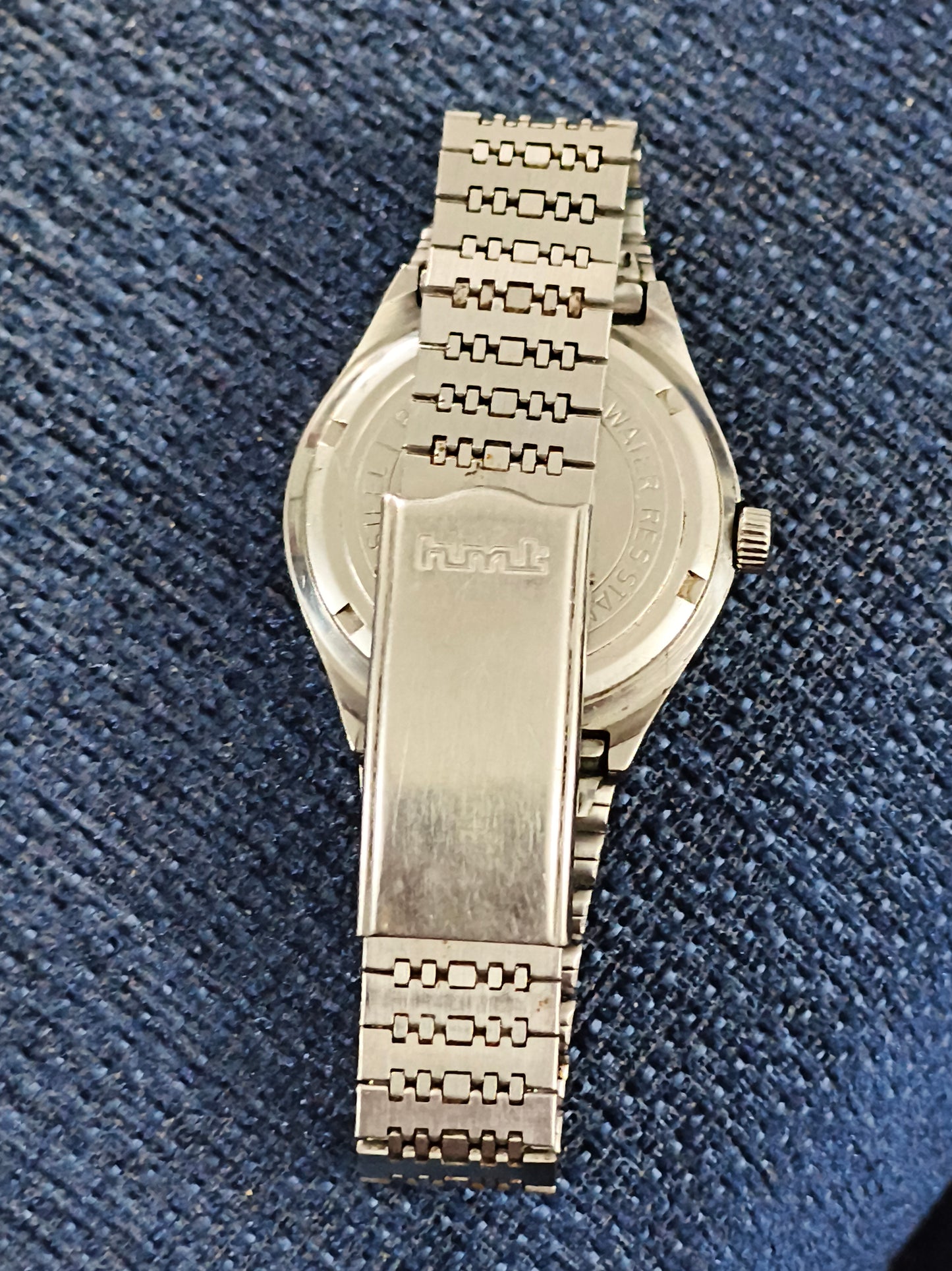 HMT Rohit Mechanical Hand-wound Vintage Watch with Black Dial and Steel Bracelet