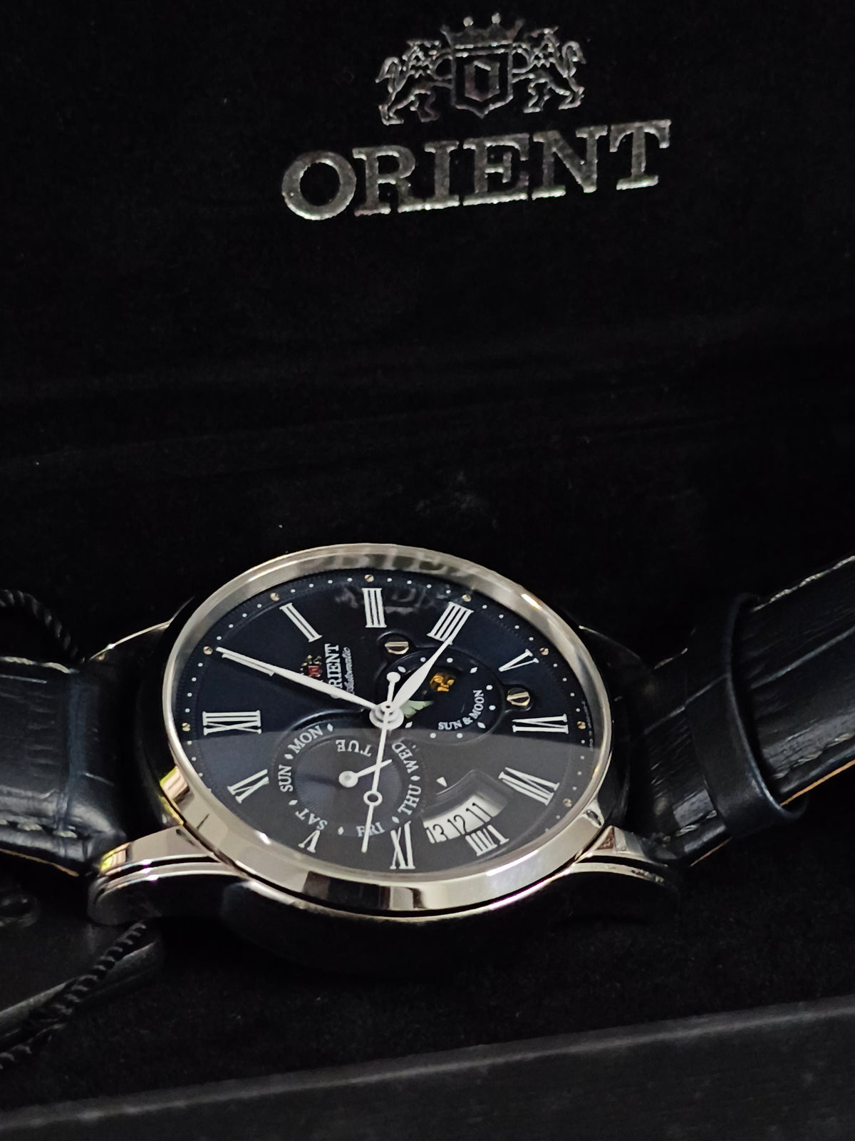 Orient Bambino Sun & Moon Watch with a Midnight Blue Dial