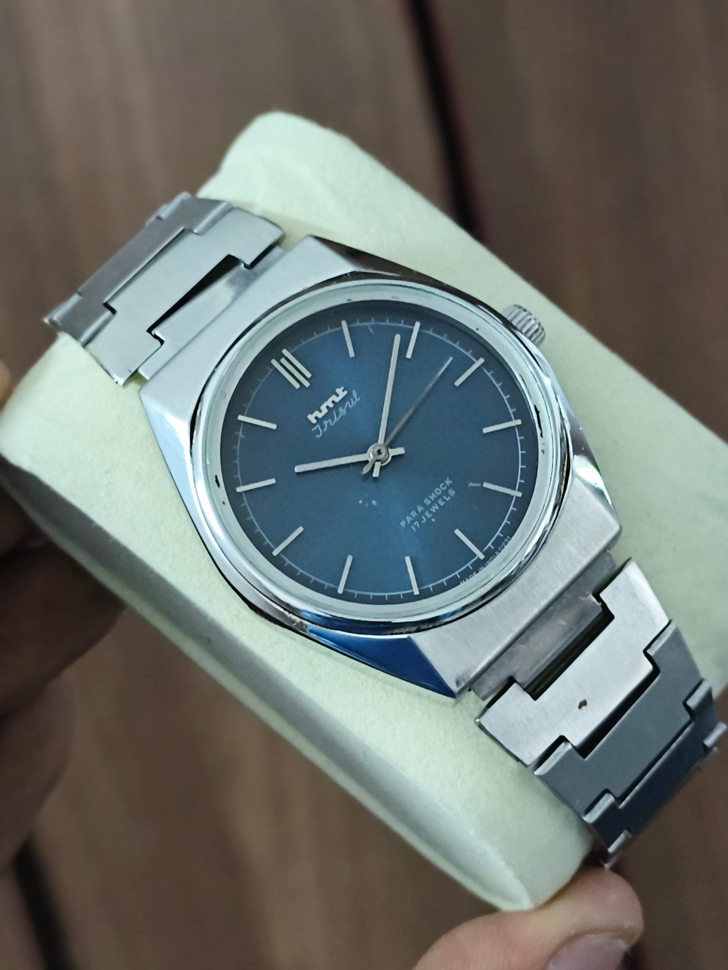 HMT Trisul Hand-wound Watch with Midnight Blue Sunburst Dial