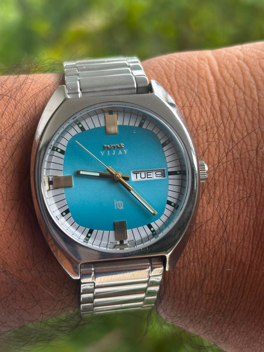HMT Vijay HQ Quartz Watch with Blue Dial