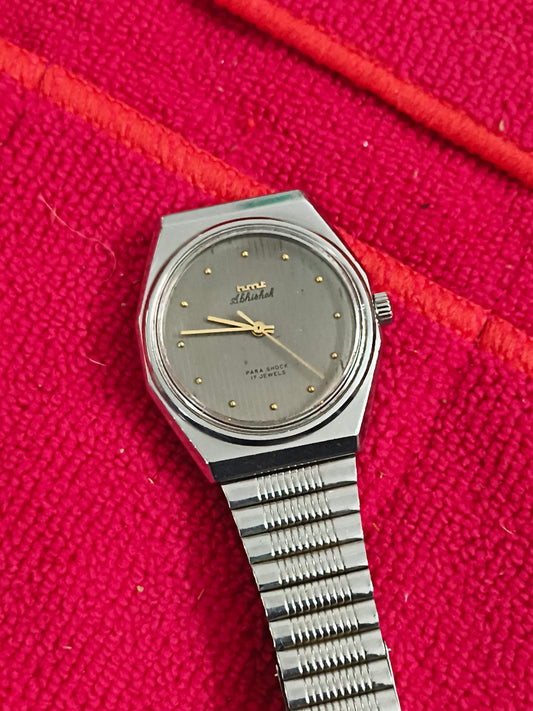 HMT Abhishek Hand-wound Vintage Watch with a Grey Vertical Stripes Dial
