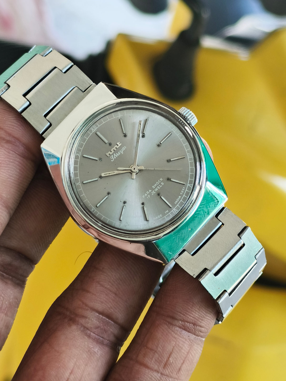 HMT Shreyas Mechanical Hand-Wound Vintage Watch with a Grey Dial
