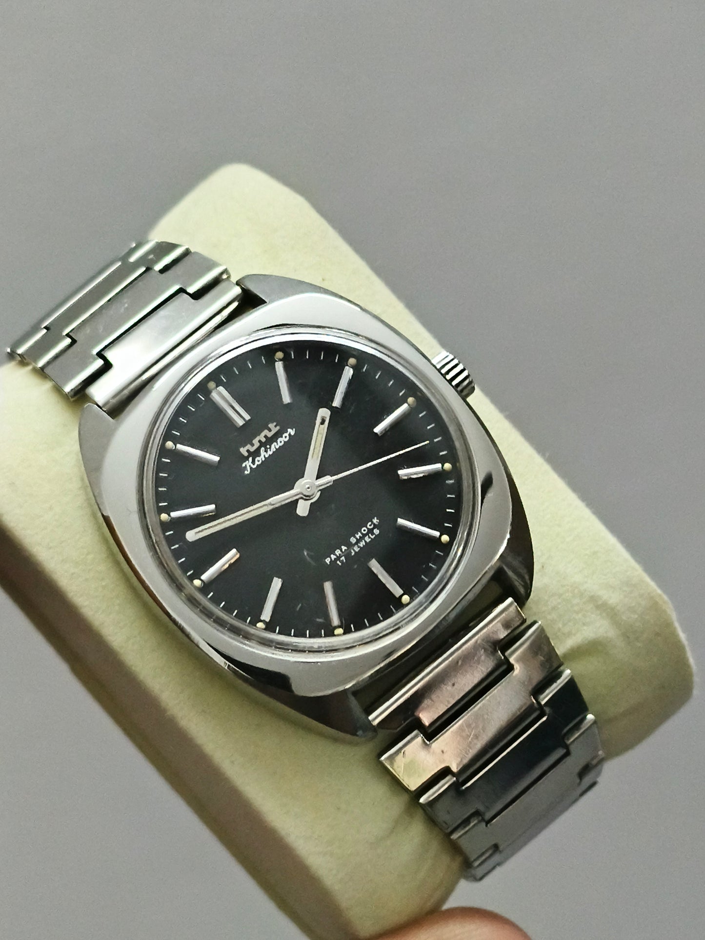 HMT Kohinoor Mechanical Watch with Black Dial and Steel Indexes