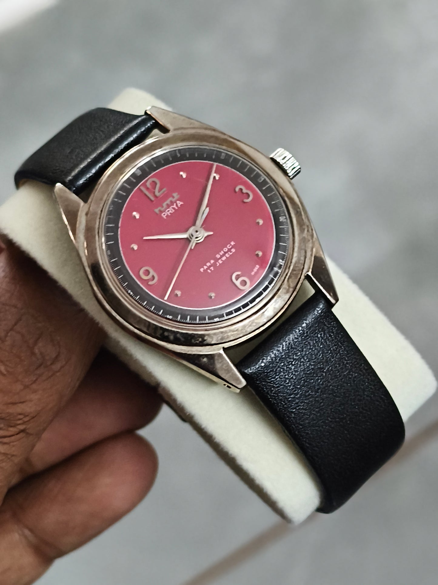 HMT Priya Mechanical Watch with Deep Red Dial, Mint Condition Full Set