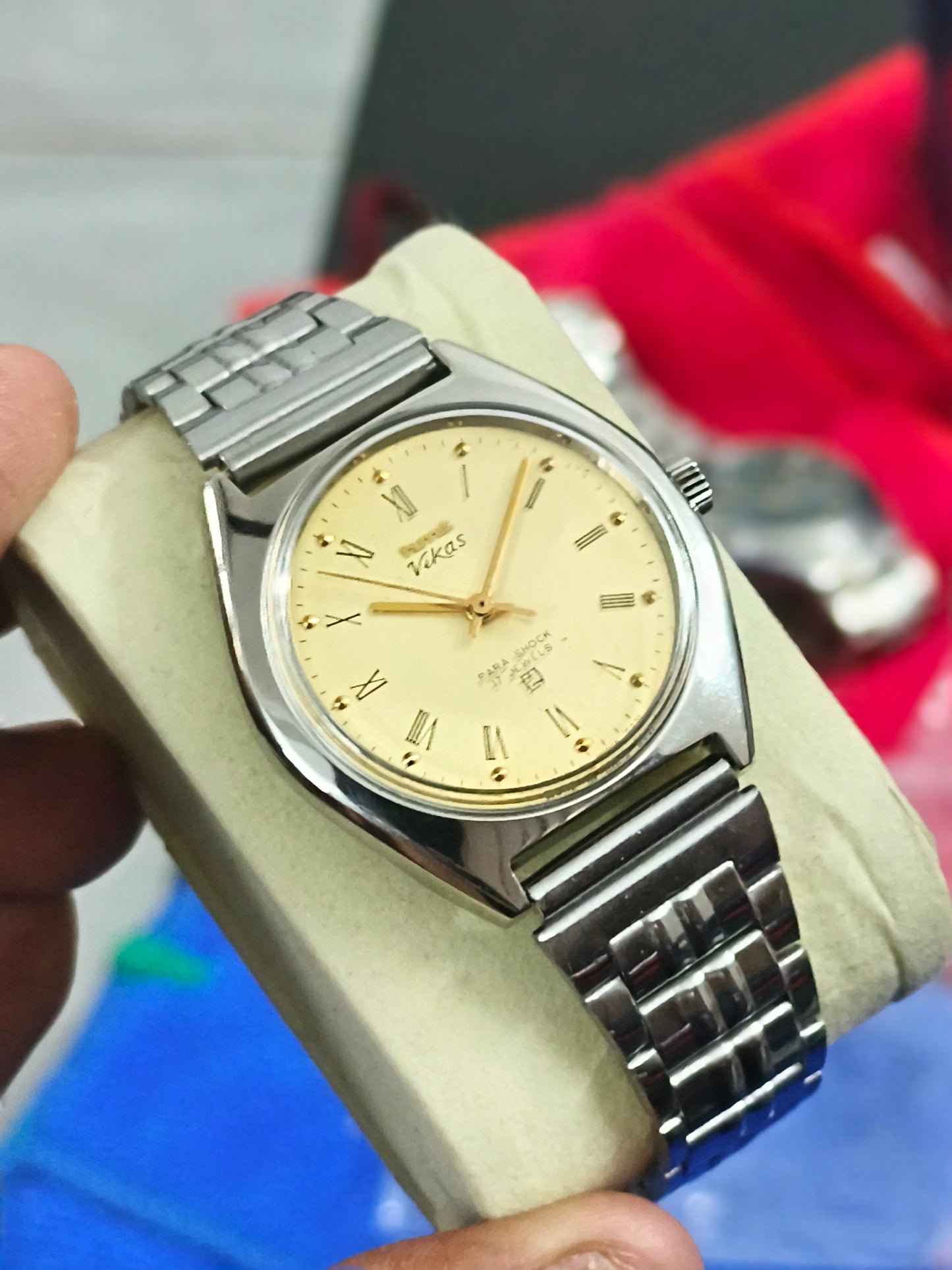 HMT Vikas Mechanical Vintage Watch with a Gold-toned Dial