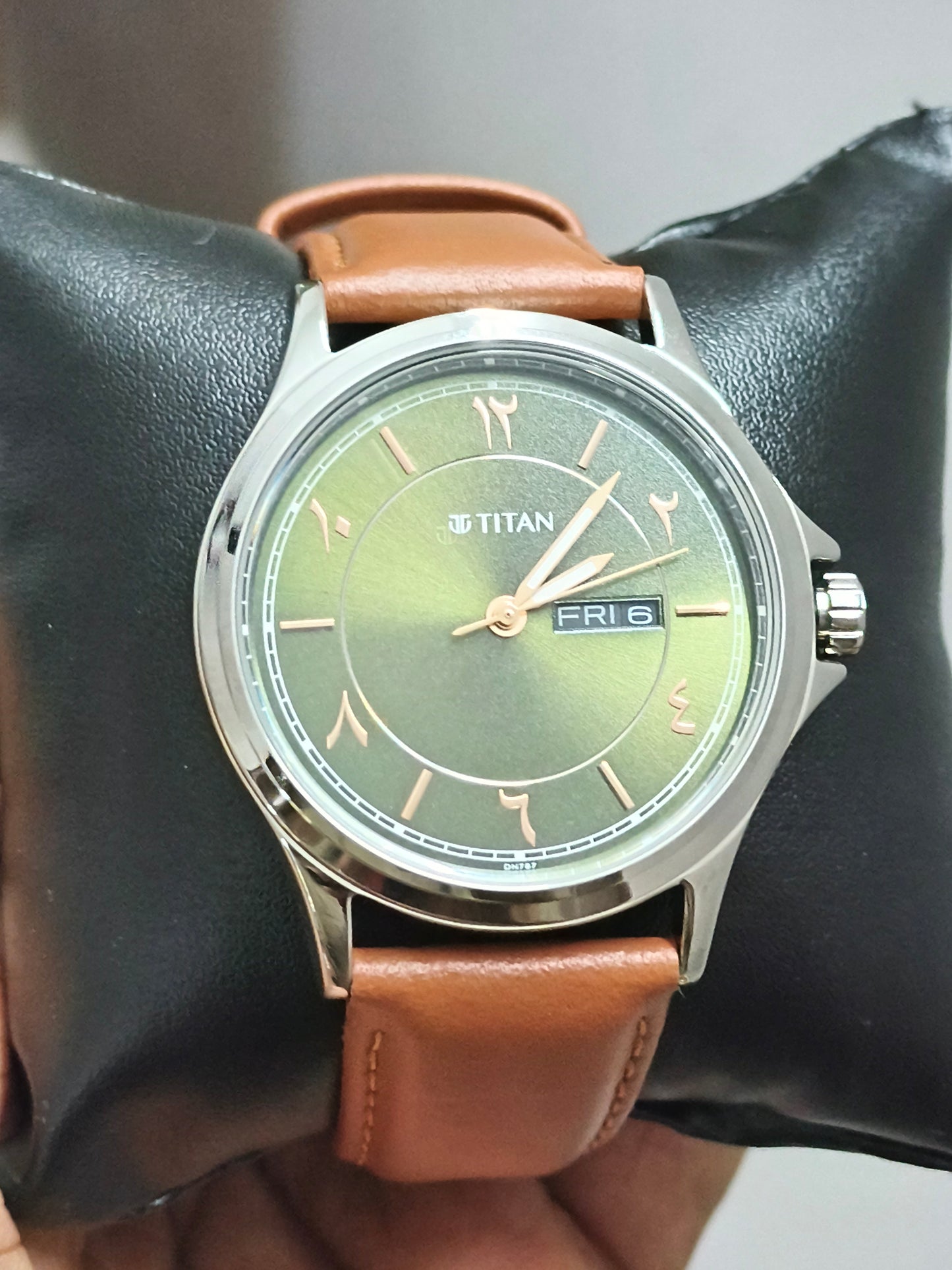 Titan Marhaba Green Dial Watch with Eastern Arabic Numerals 42mm