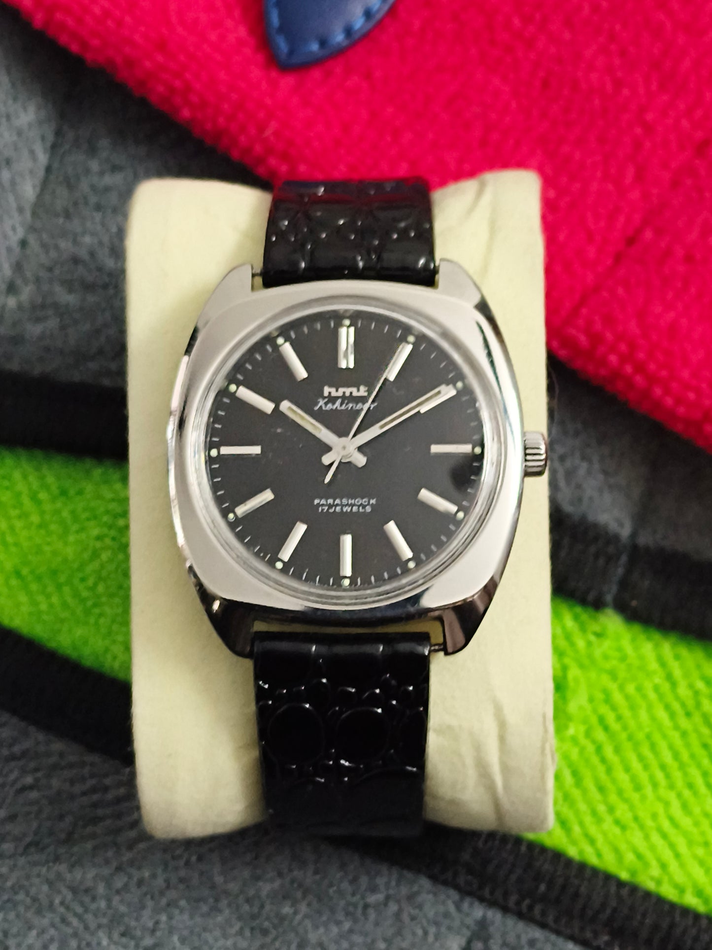 HMT Kohinoor Mechanical Hand-wound Watch with a Black Dial