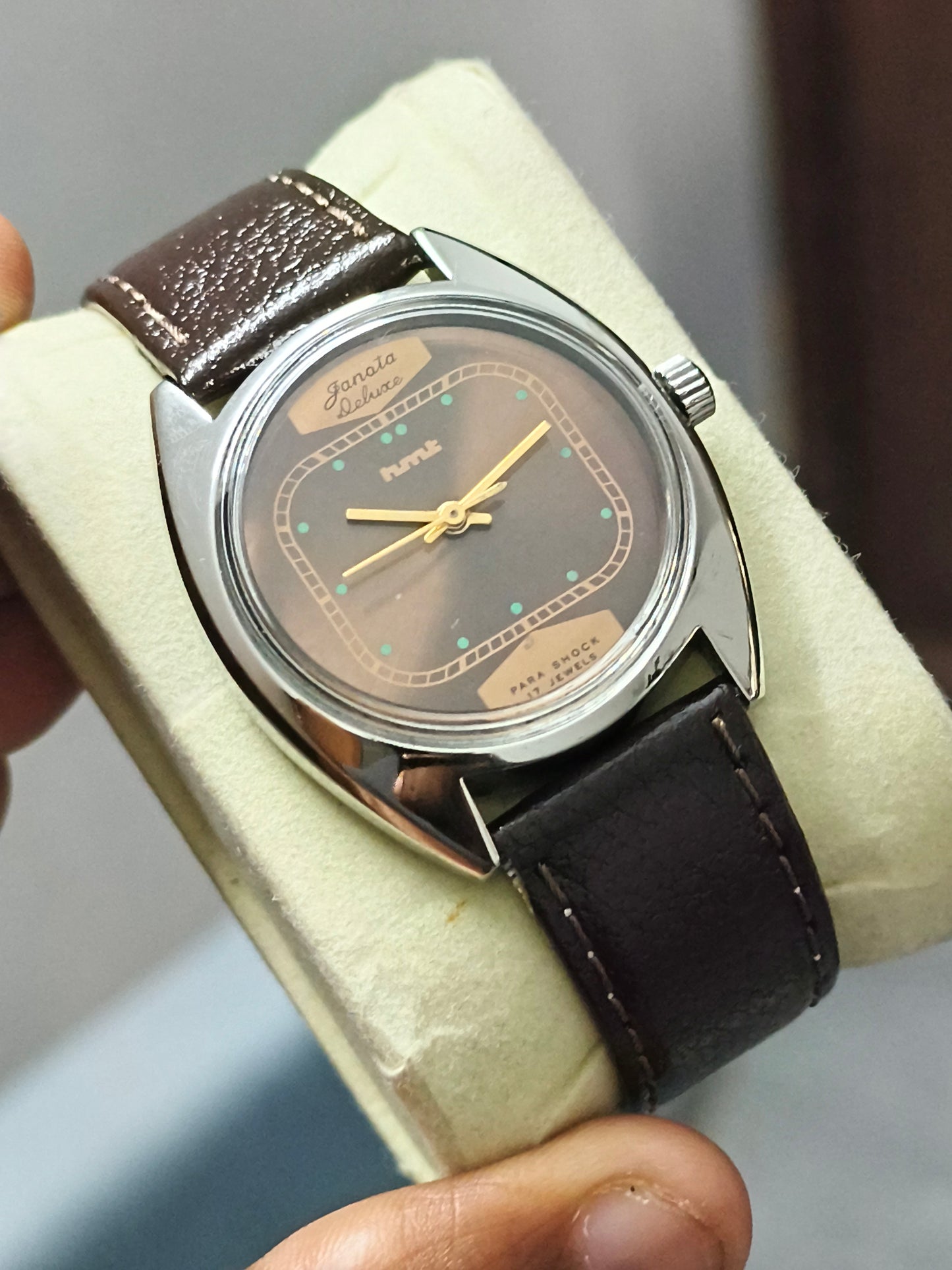 HMT Janata Super Deluxe Mechanical Watch with Chocolate Brown Dial