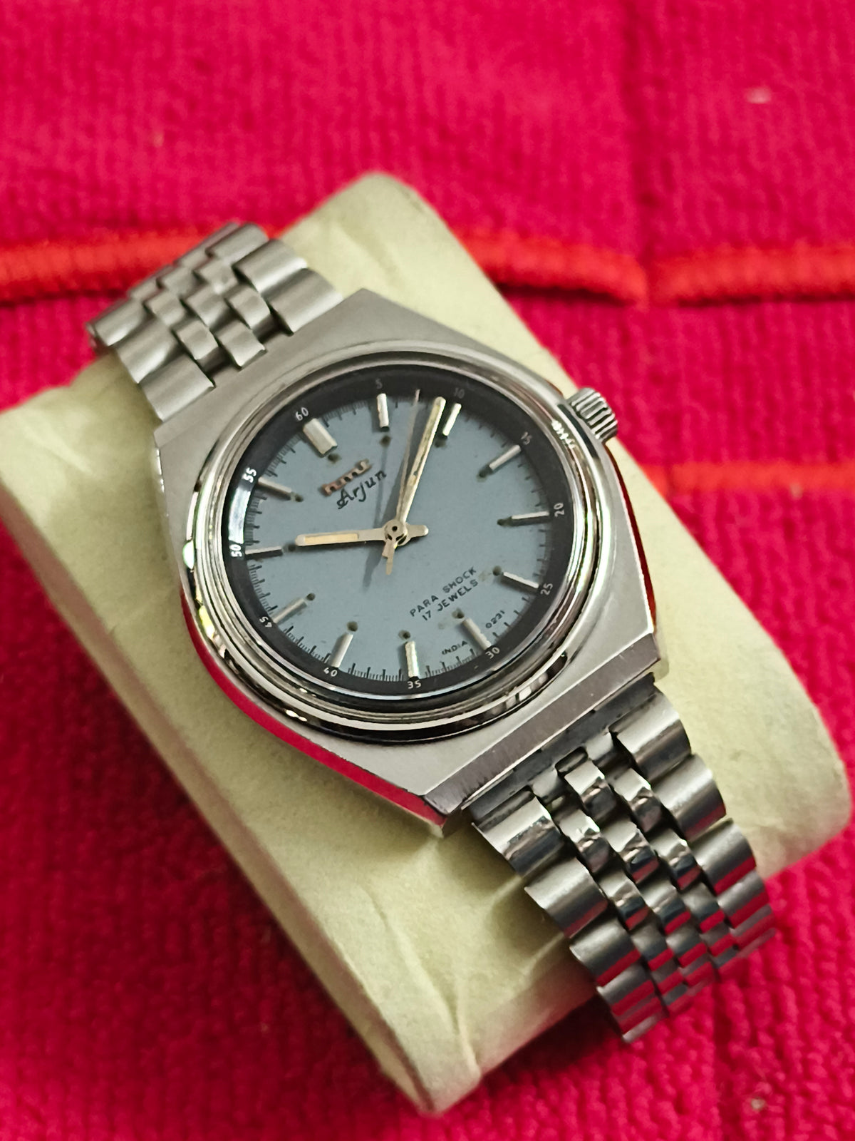 HMT Arjun Hand-wound Vintage Watch with a Blue Matte Dial