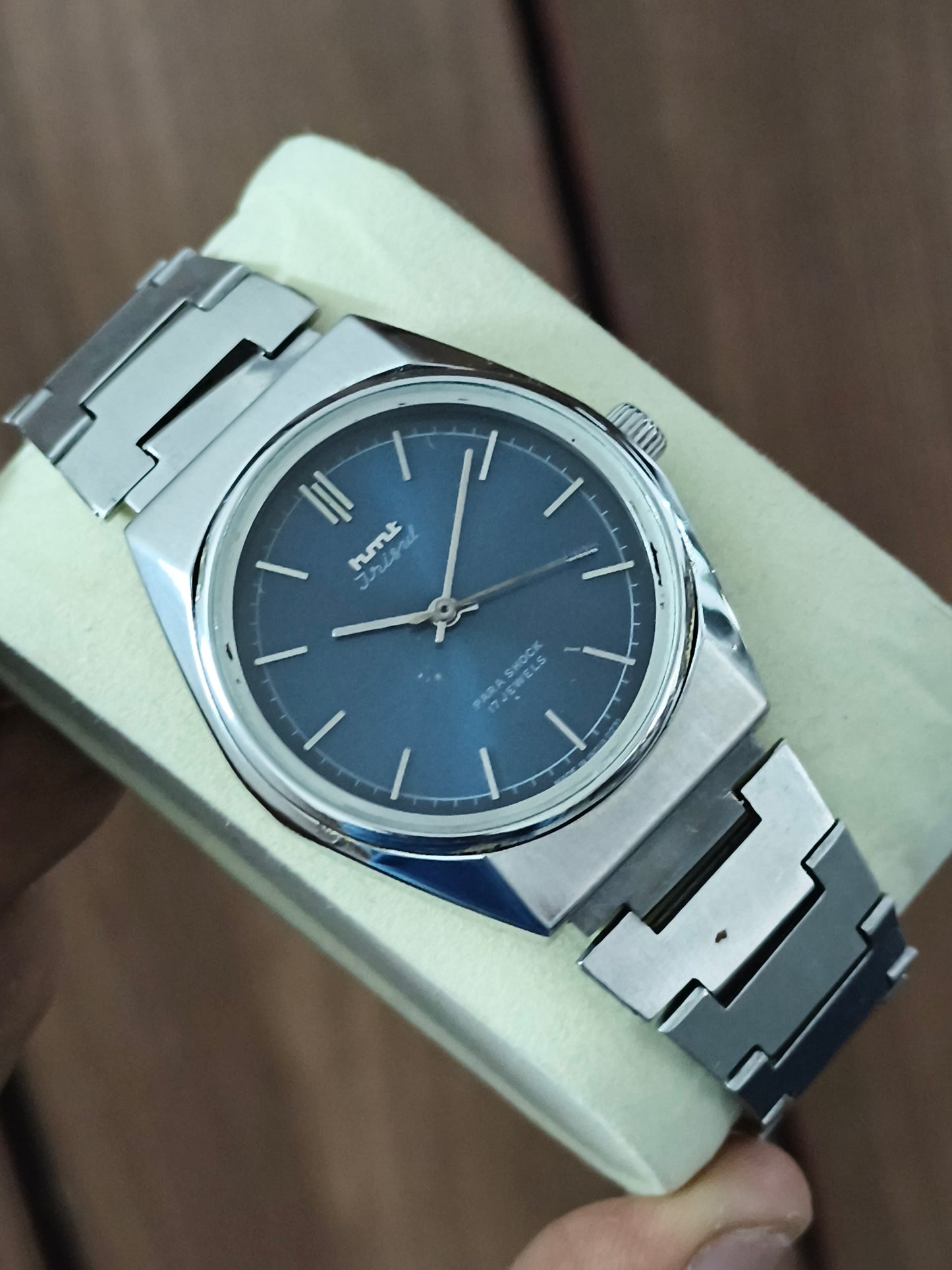 HMT Trisul Hand-wound Watch with Midnight Blue Sunburst Dial