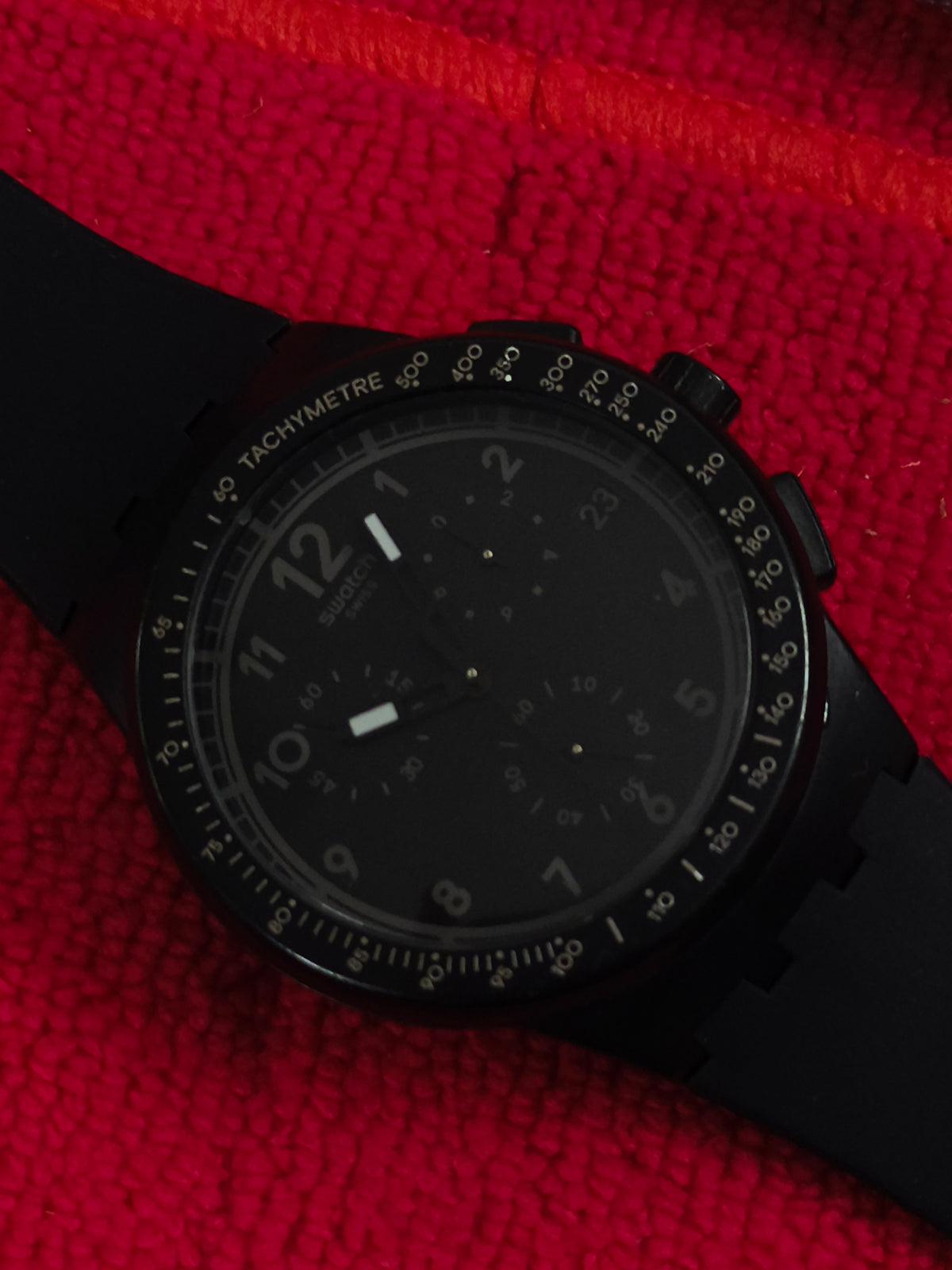 Swatch Black Efficiency Quartz All Black Chronograph