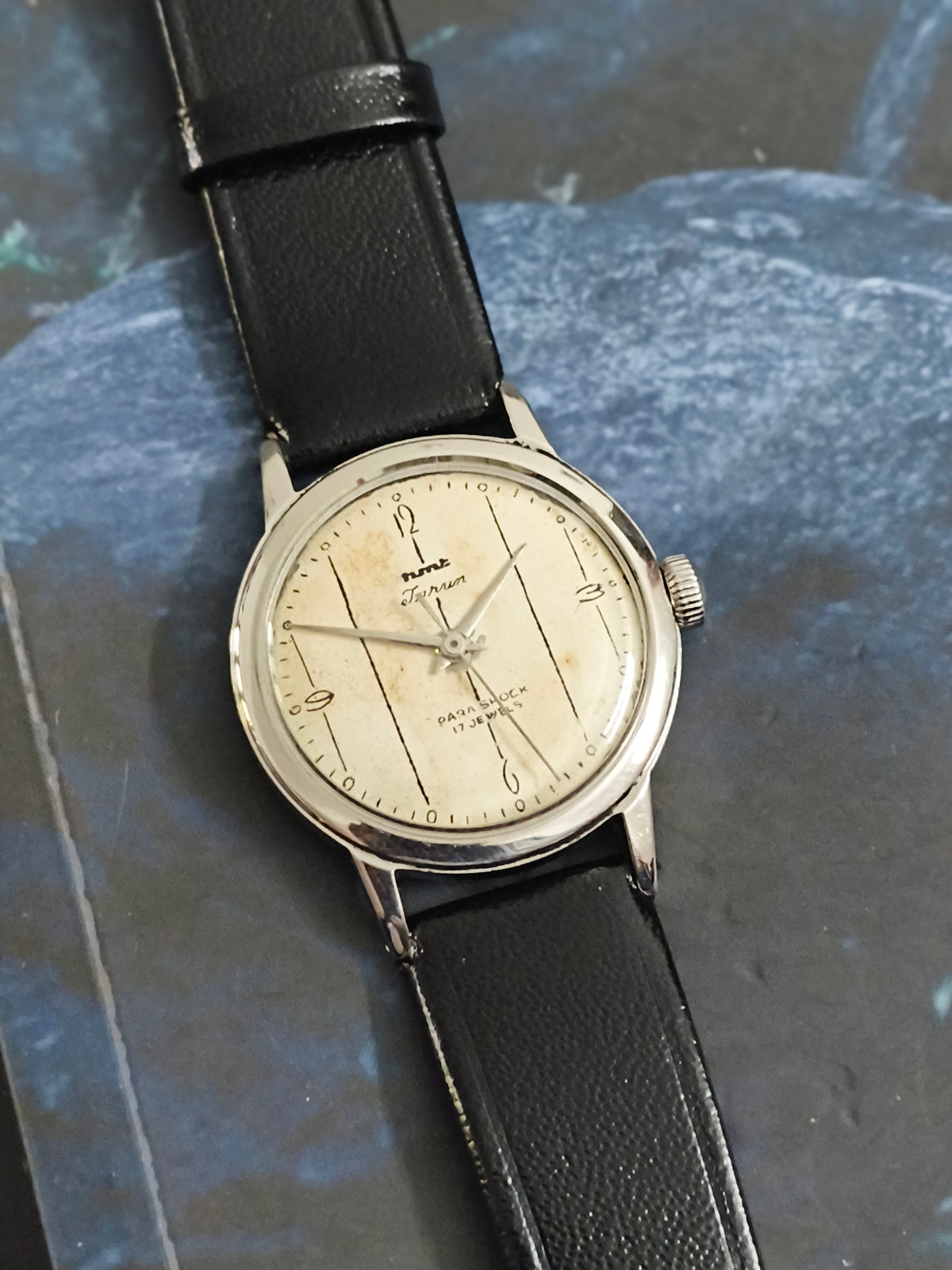 HMT Tarun Mechanical Hand-Wound Vintage Watch with a Notebook Vertical Line Dial