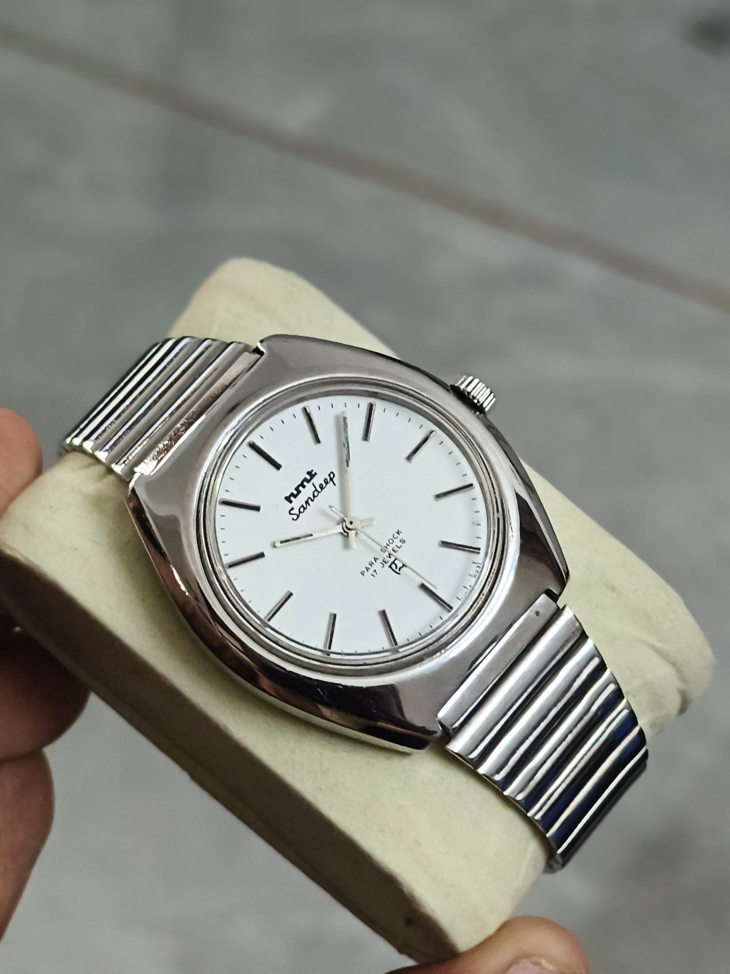 HMT Sandeep Mechanical Watch with White Dial