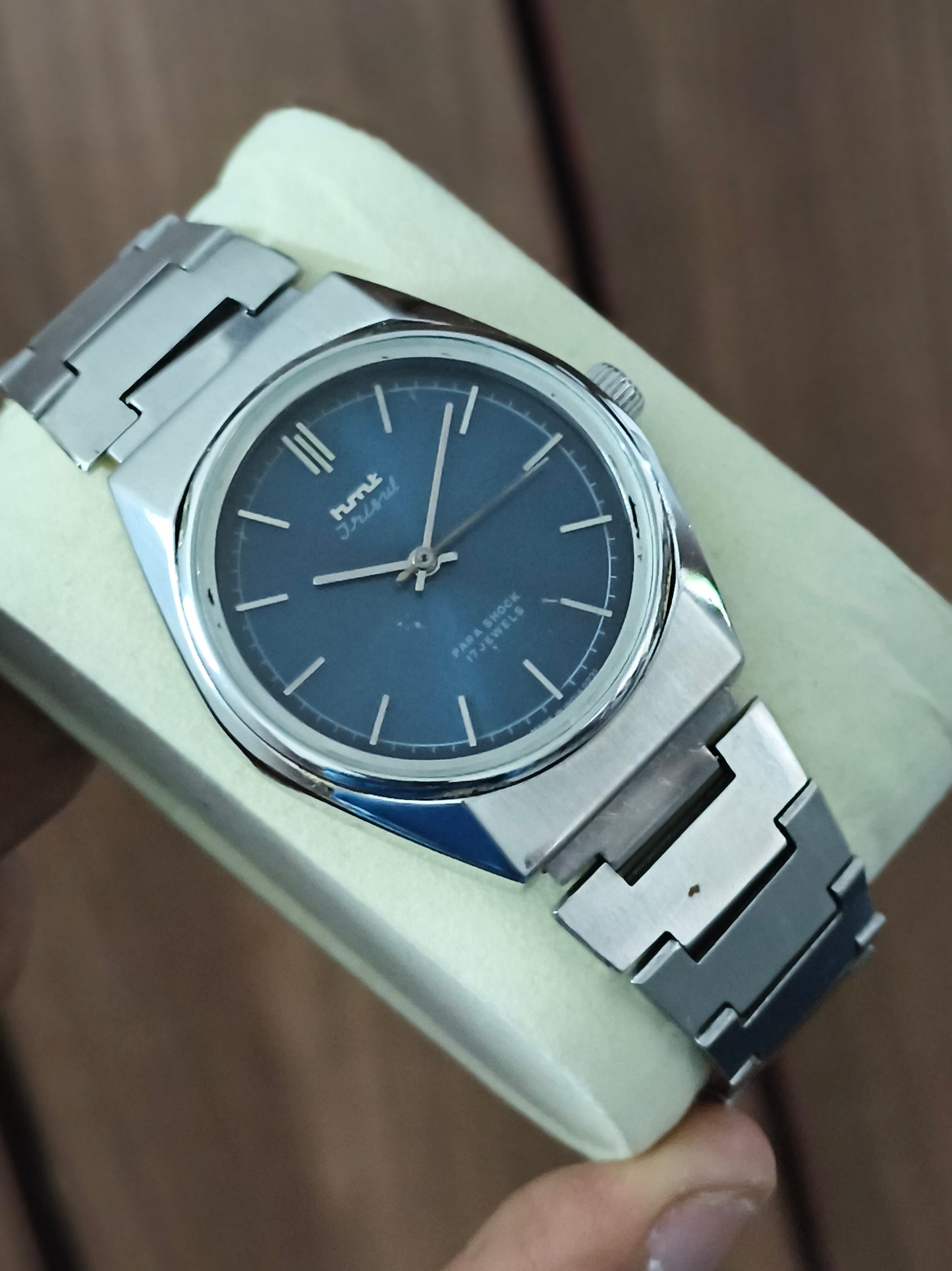 HMT Trisul Hand-wound Watch with Midnight Blue Sunburst Dial