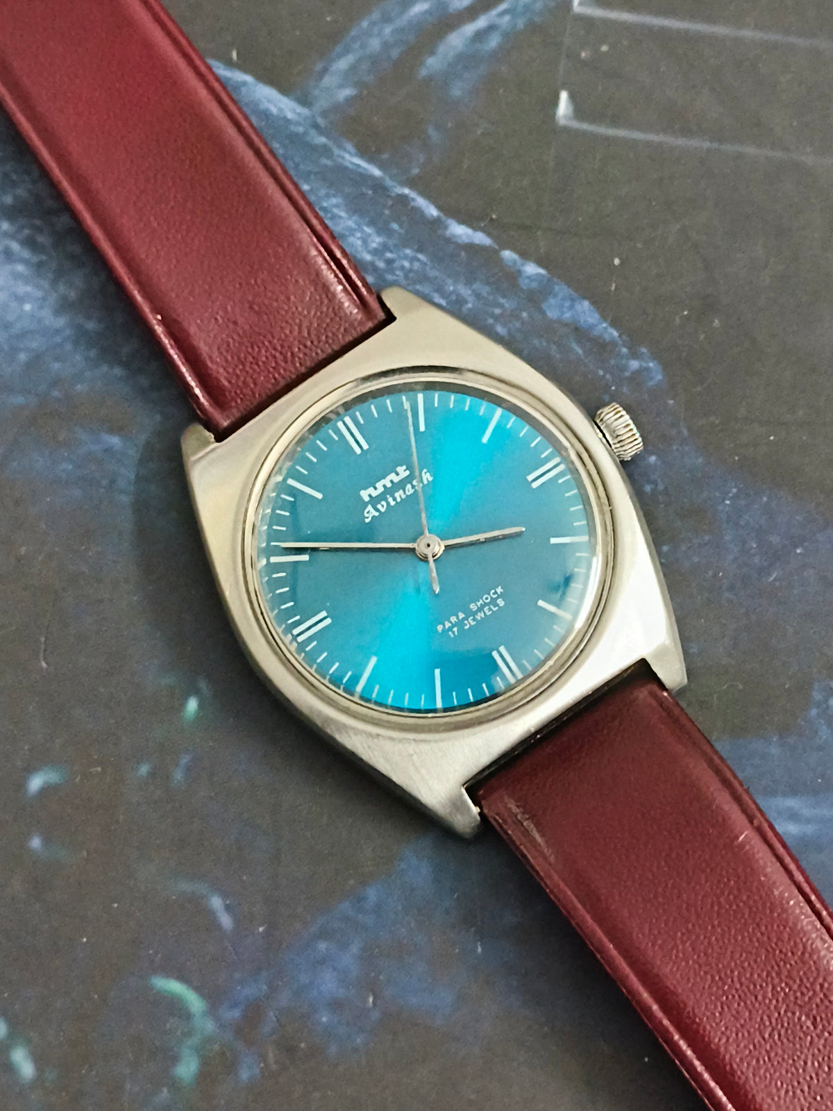 HMT Avinash Hand-wound Vintage Watch with a Peacock Blue Dial