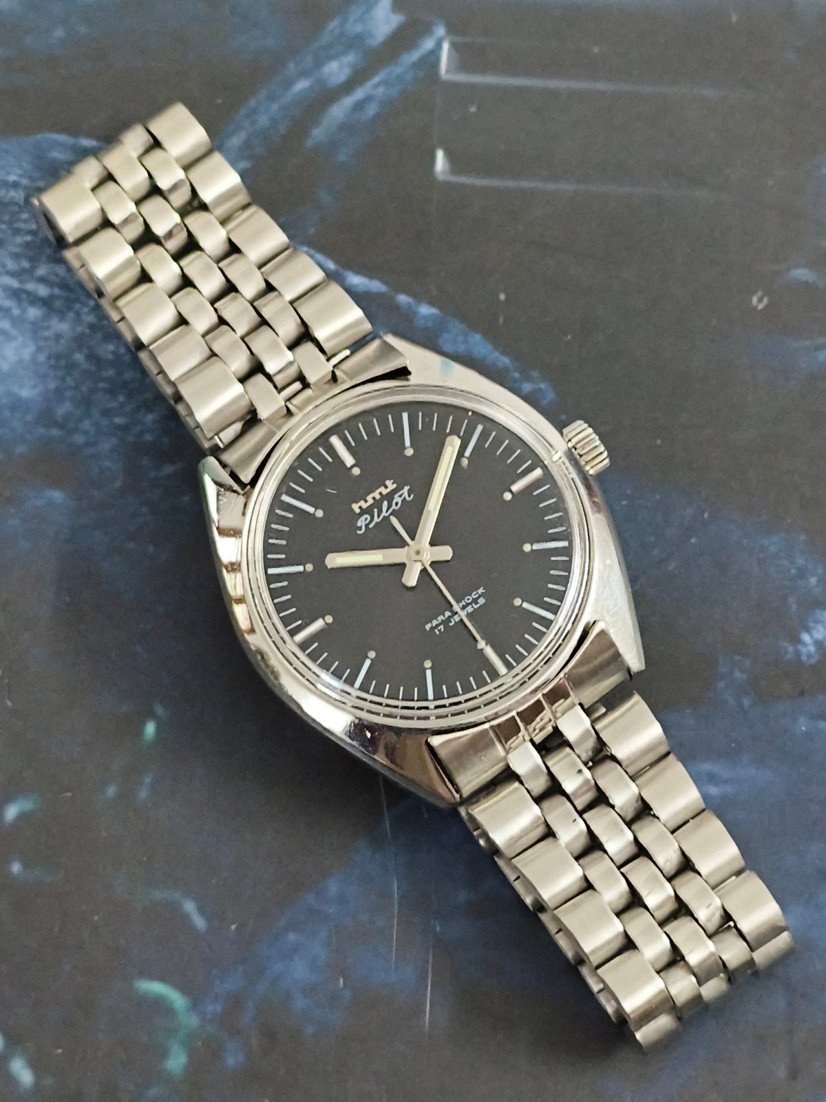 HMT Pilot Hand-wound Vintage Watch with a Black Dial