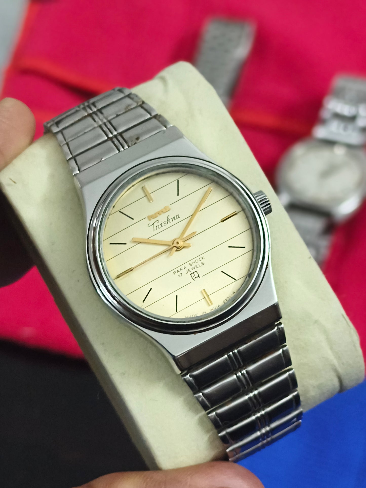 HMT Trishna Hand-wound Mechanical Watch with a Champagne Note-book Dial