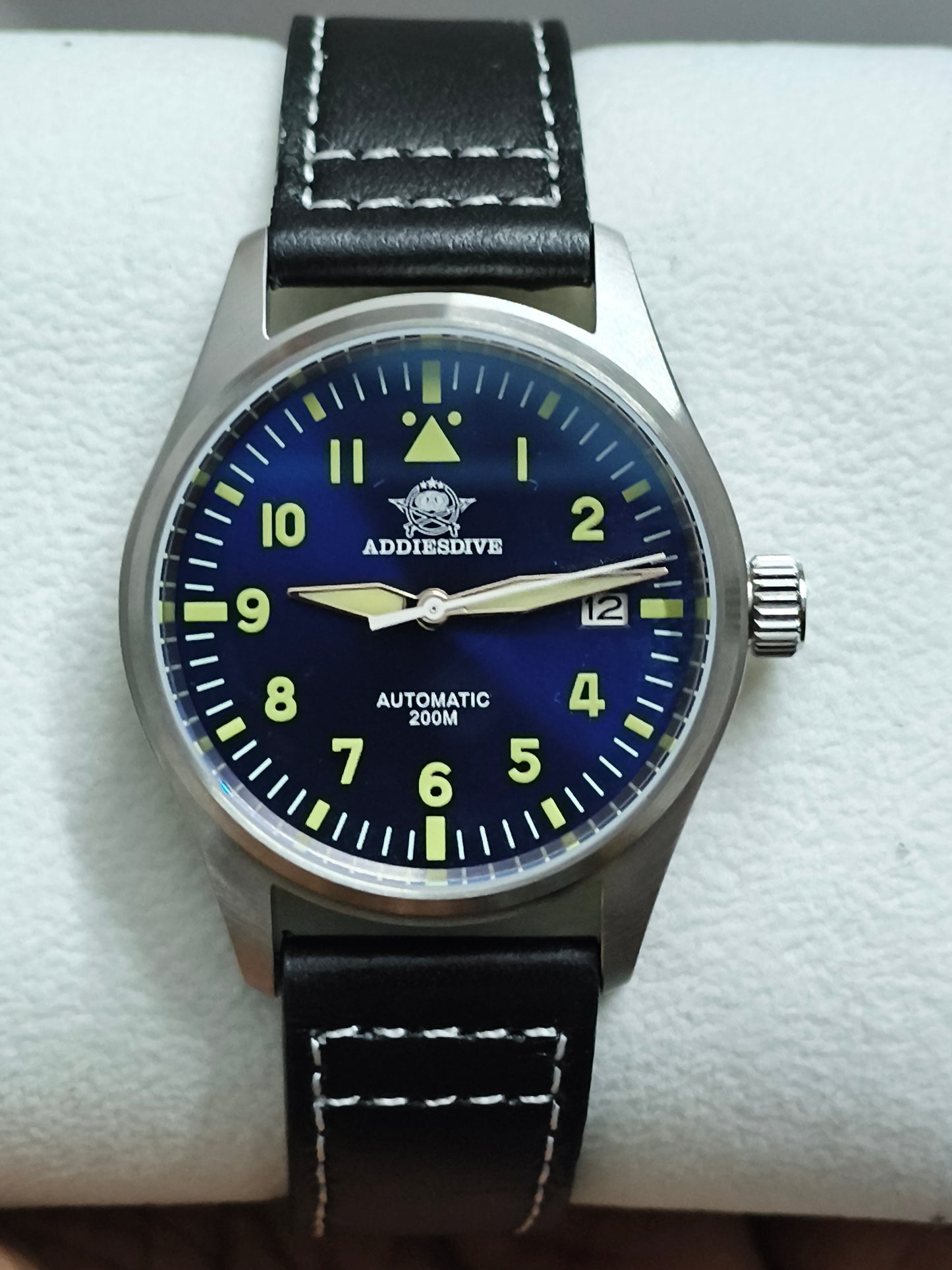 ADDIESDIVE 39mm Automatic Watch Pilot/Diver 200M with Blue Dial