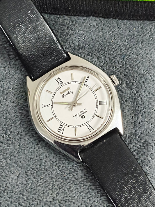 HMT Pankaj Hand-wound Neo-Vintage Watch with a White Dial, Mint Condition