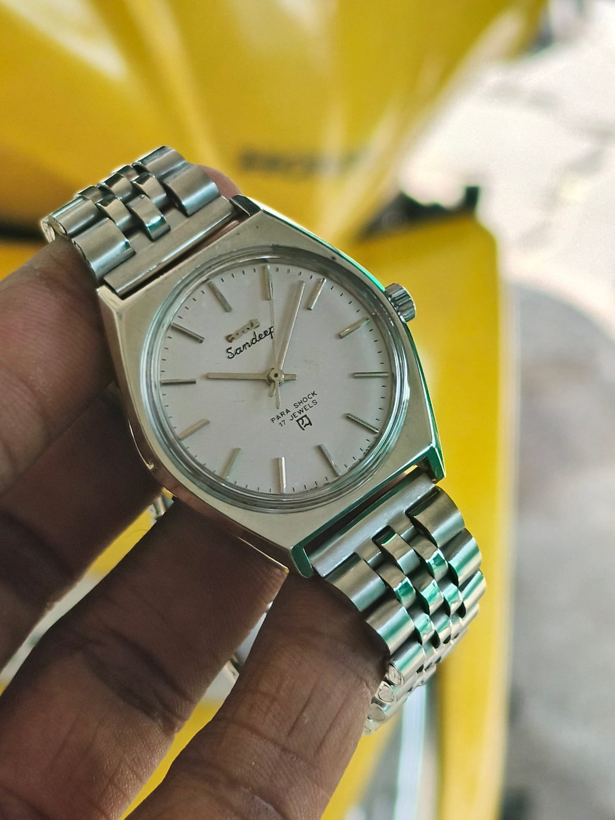 HMT Sandeep Mechanical Hand-Wound Vintage Watch with a White Dial