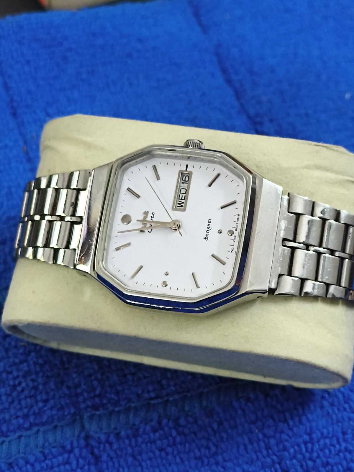 HMT Sangam Quartz Watch with a White Dial