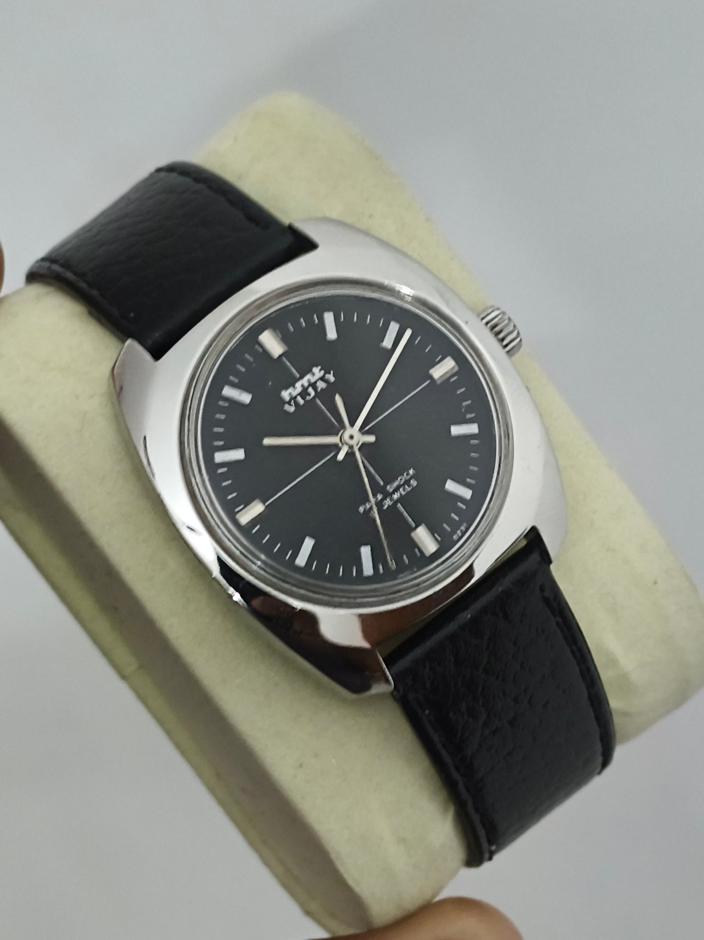 HMT Vijay Hand-wound Watch with Black Crosshair Dial