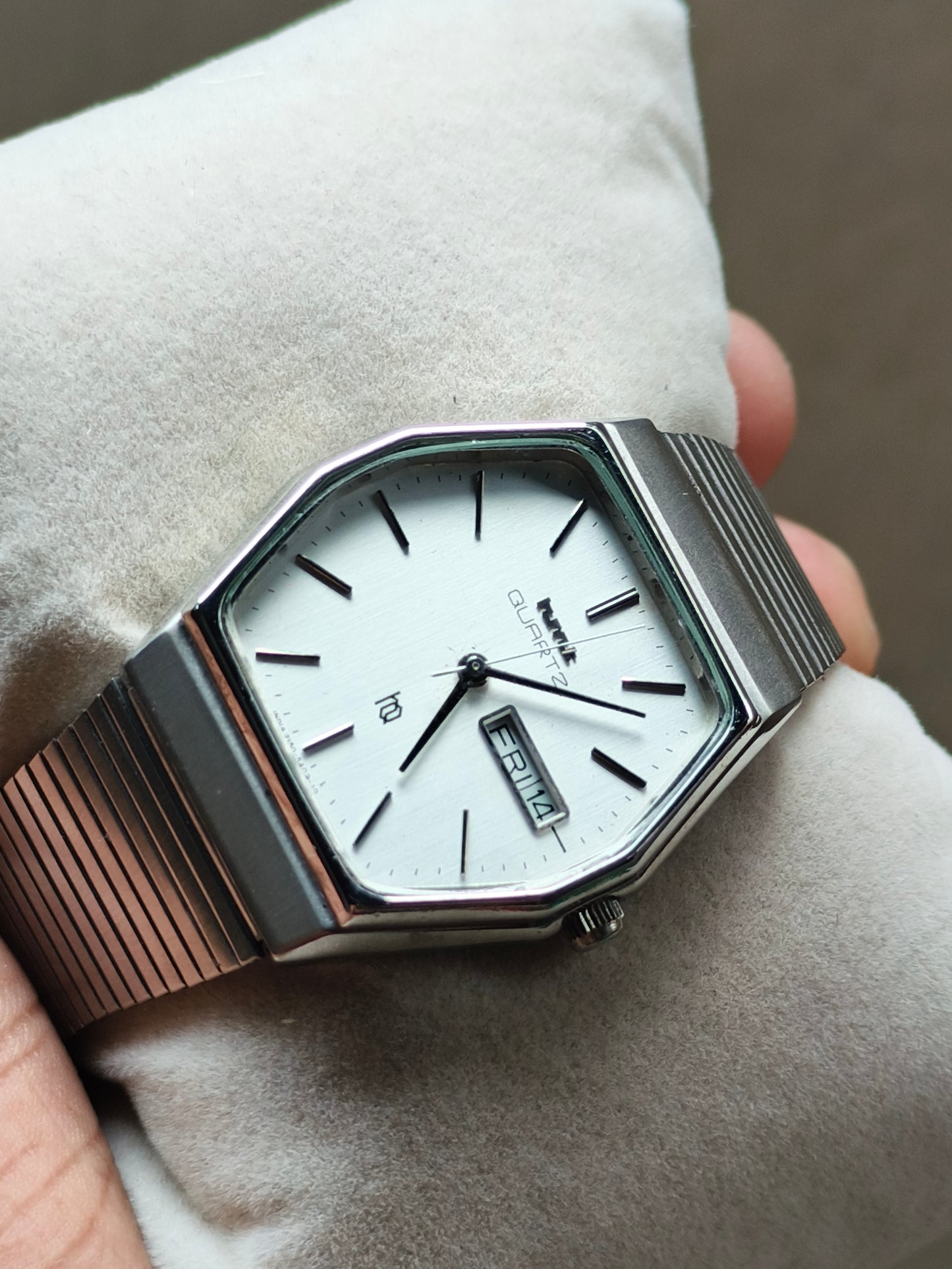 HMT HQ Quartz Watch with a Rare Octagonal Case and Milky White Dial