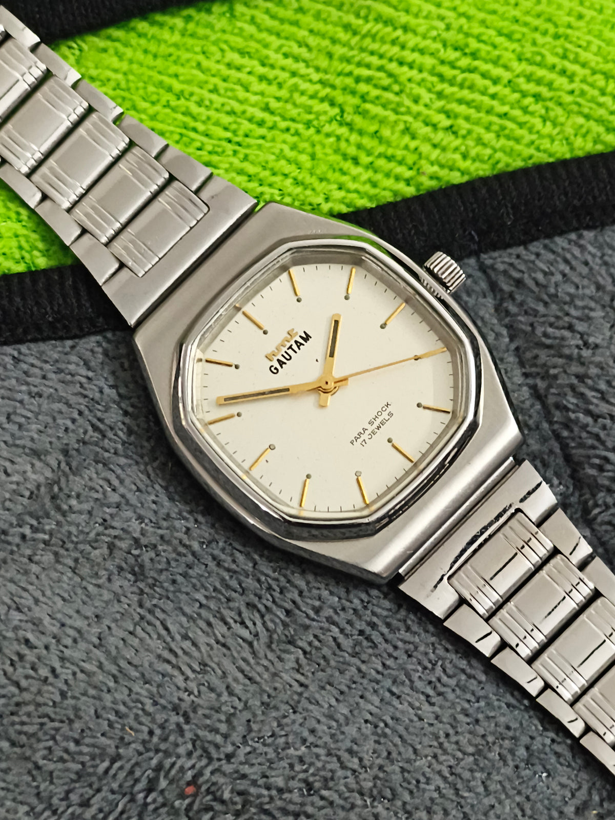 HMT Gautam Hand-wound Watch with a Champagne Vertical-brushed Dial