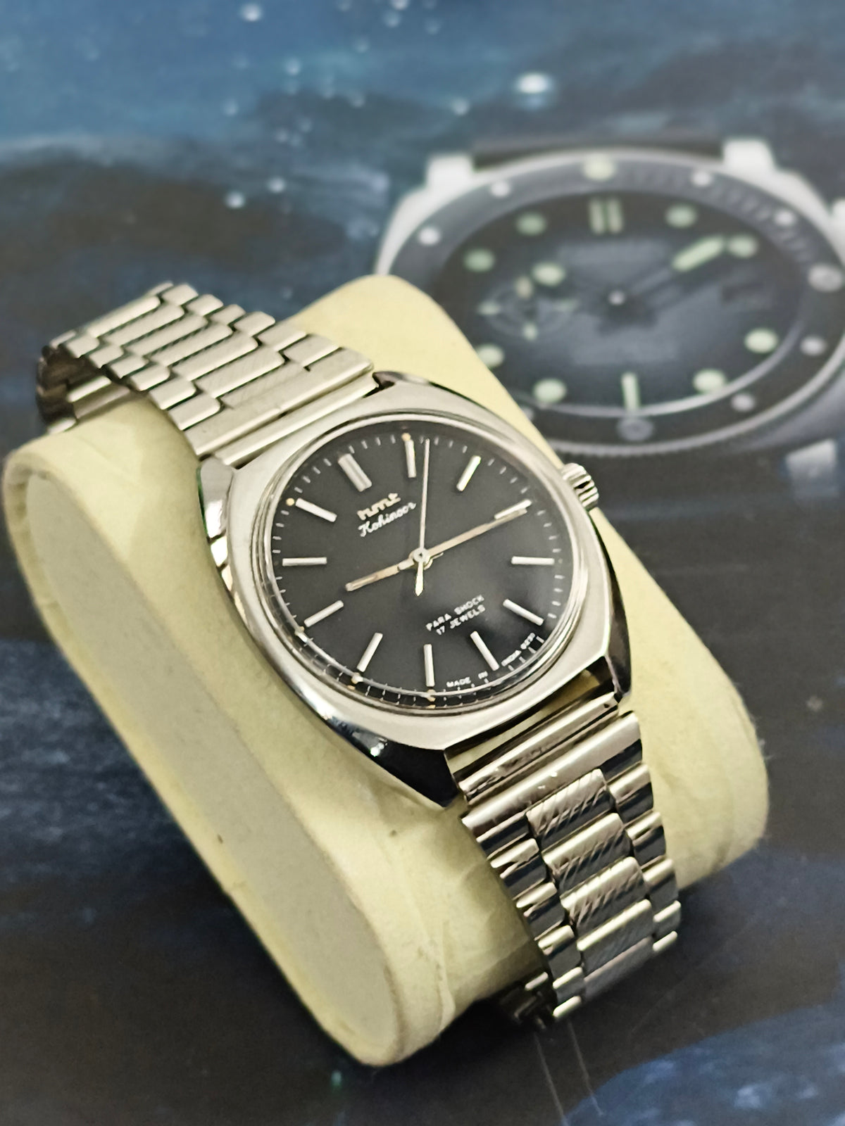 HMT Kohinoor Hand-wound Vintage Watch with a Black Dial