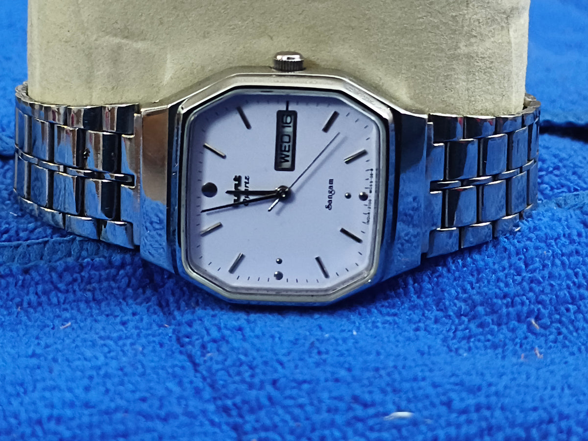 HMT Sangam Quartz Watch with a White Dial