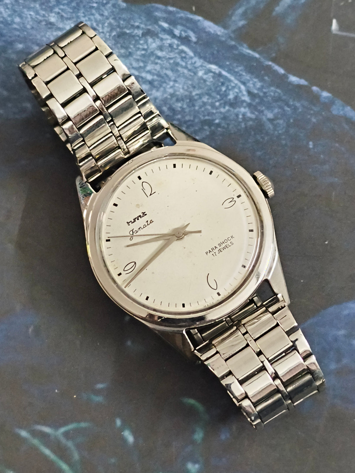HMT Janata Hand-wound Vintage Watch a White Dial and Art Deco Numerals