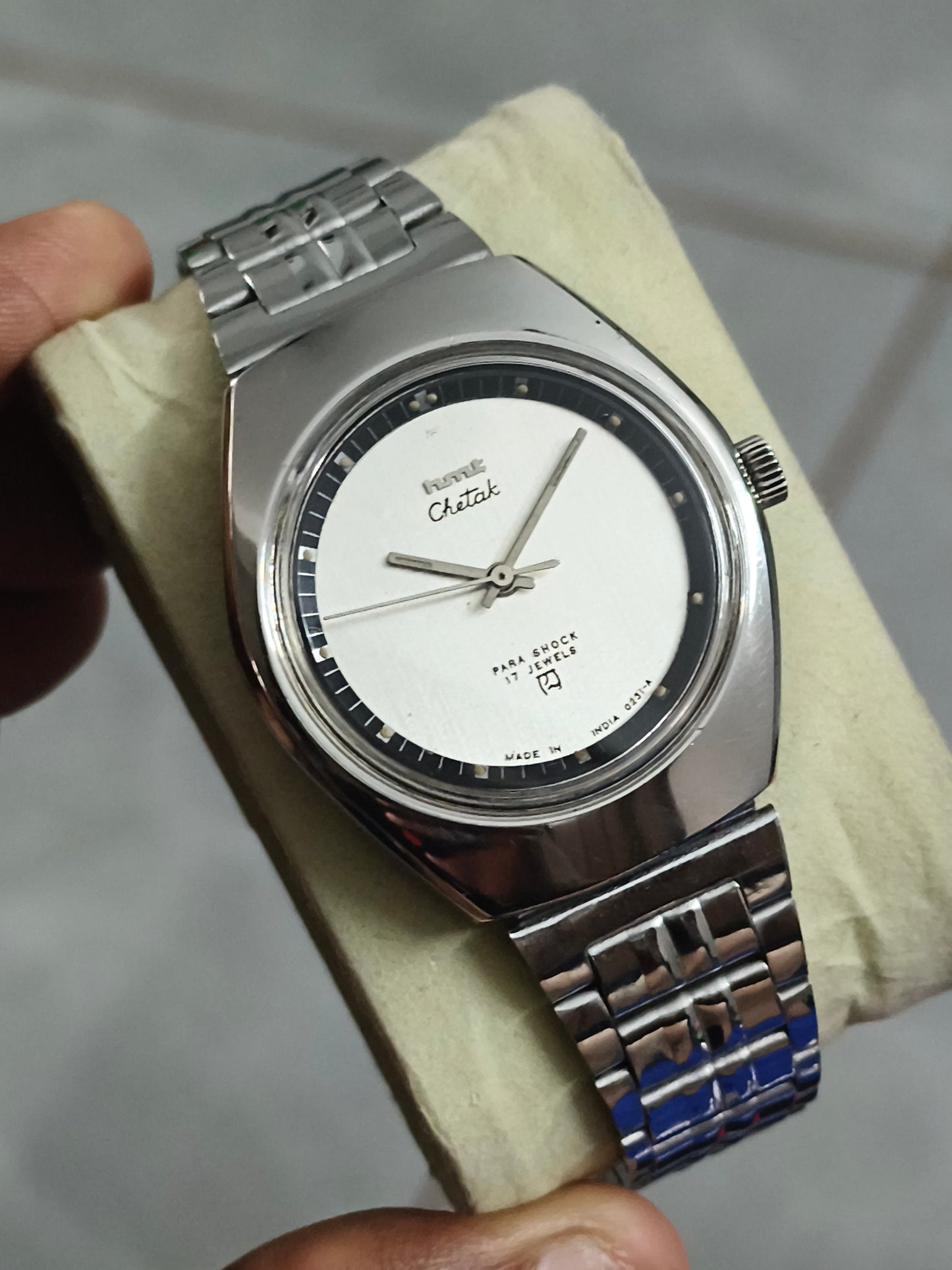 HMT Chetak Hand-wound Watch with Silver-toned Dial