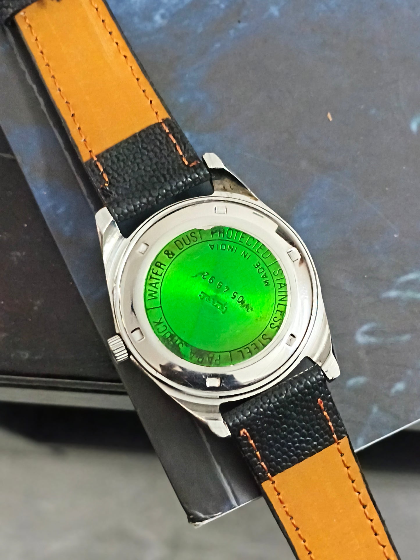 HMT Janata Vintage Mechanical Watch with Hindi Text on the White Patina Dial
