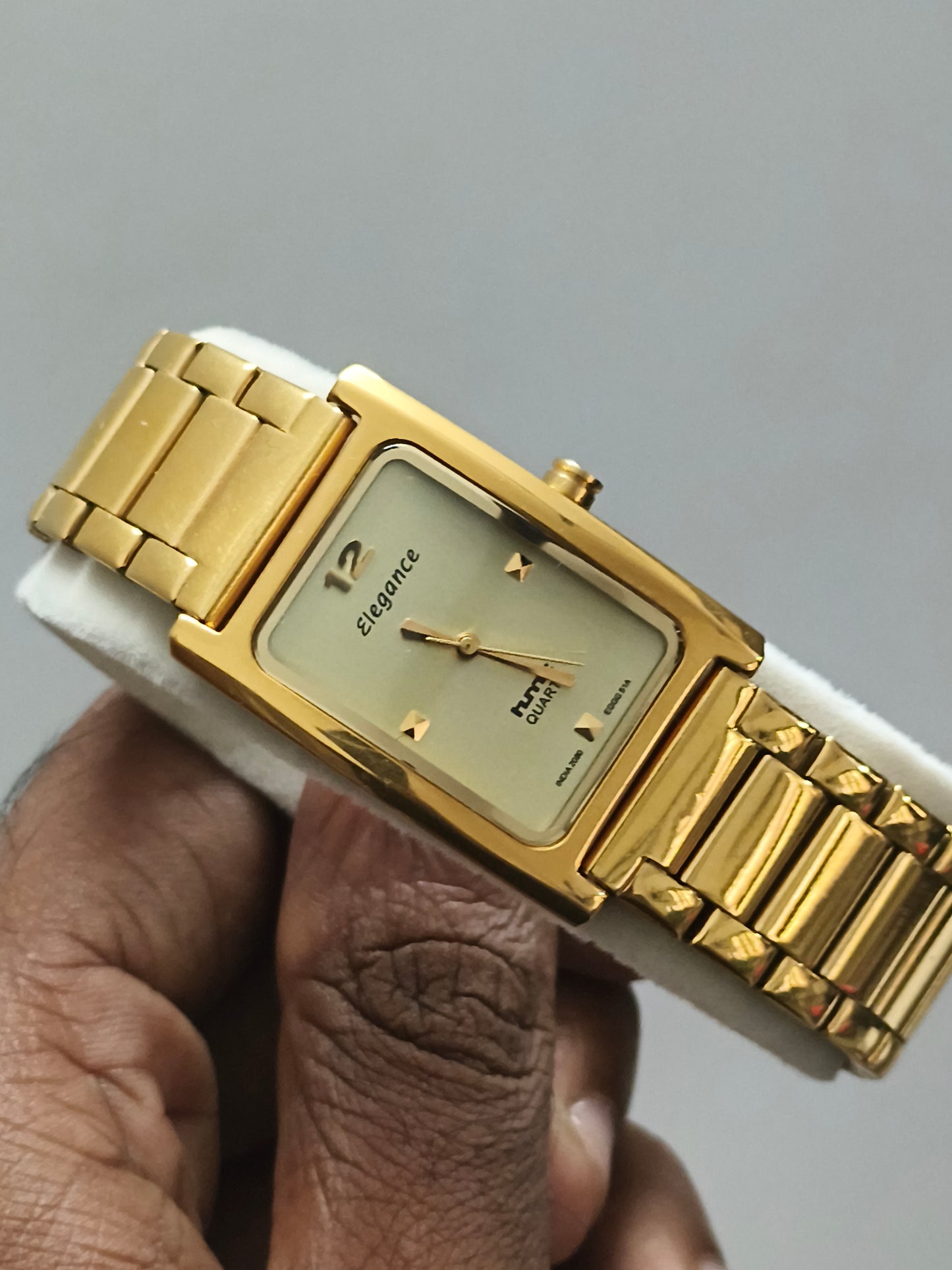 HMT Elegance Tank Gold Quartz Watch Brand New In Box