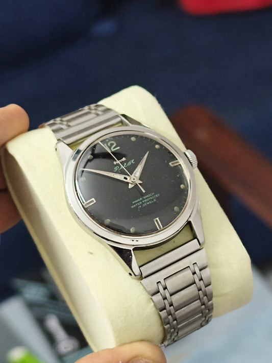 HMT Pilot Watch Three Liner Version with Black Dial and Steel Bracelet