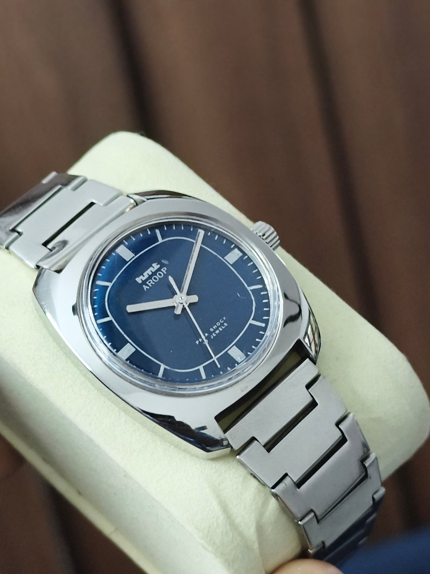 HMT Aroop Vintage Mechanical Watch with Petrol Blue Dial