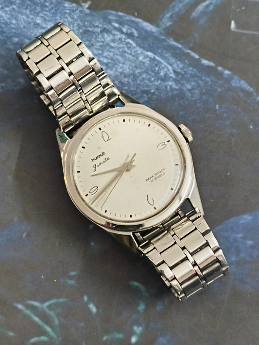 HMT Janata Hand-wound Vintage Watch a White Dial and Art Deco Numerals