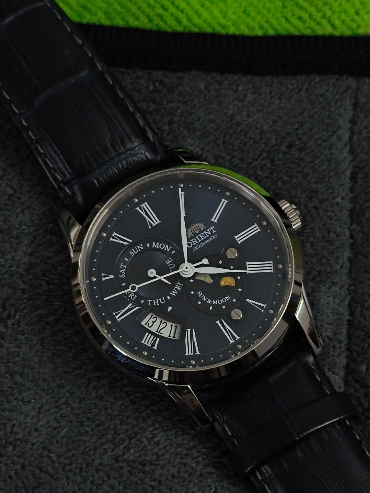 Orient Bambino Sun & Moon Watch with a Midnight Blue Dial