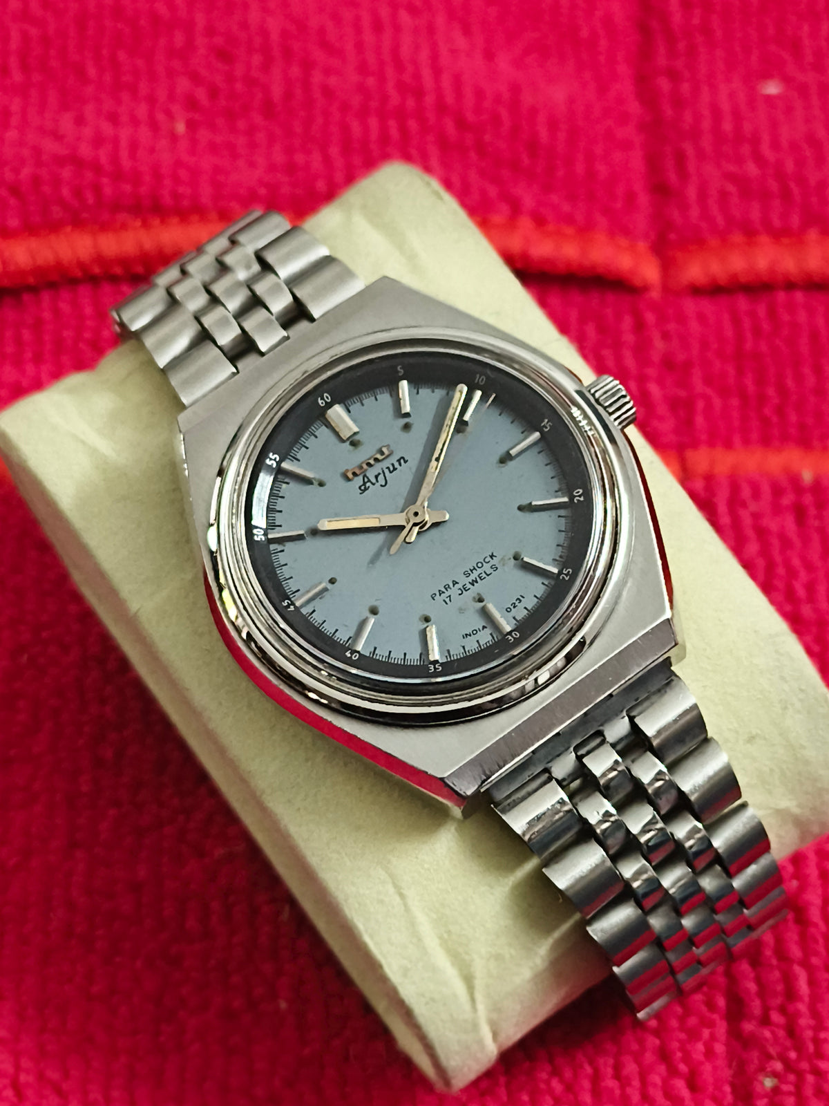 HMT Arjun Hand-wound Vintage Watch with a Blue Matte Dial