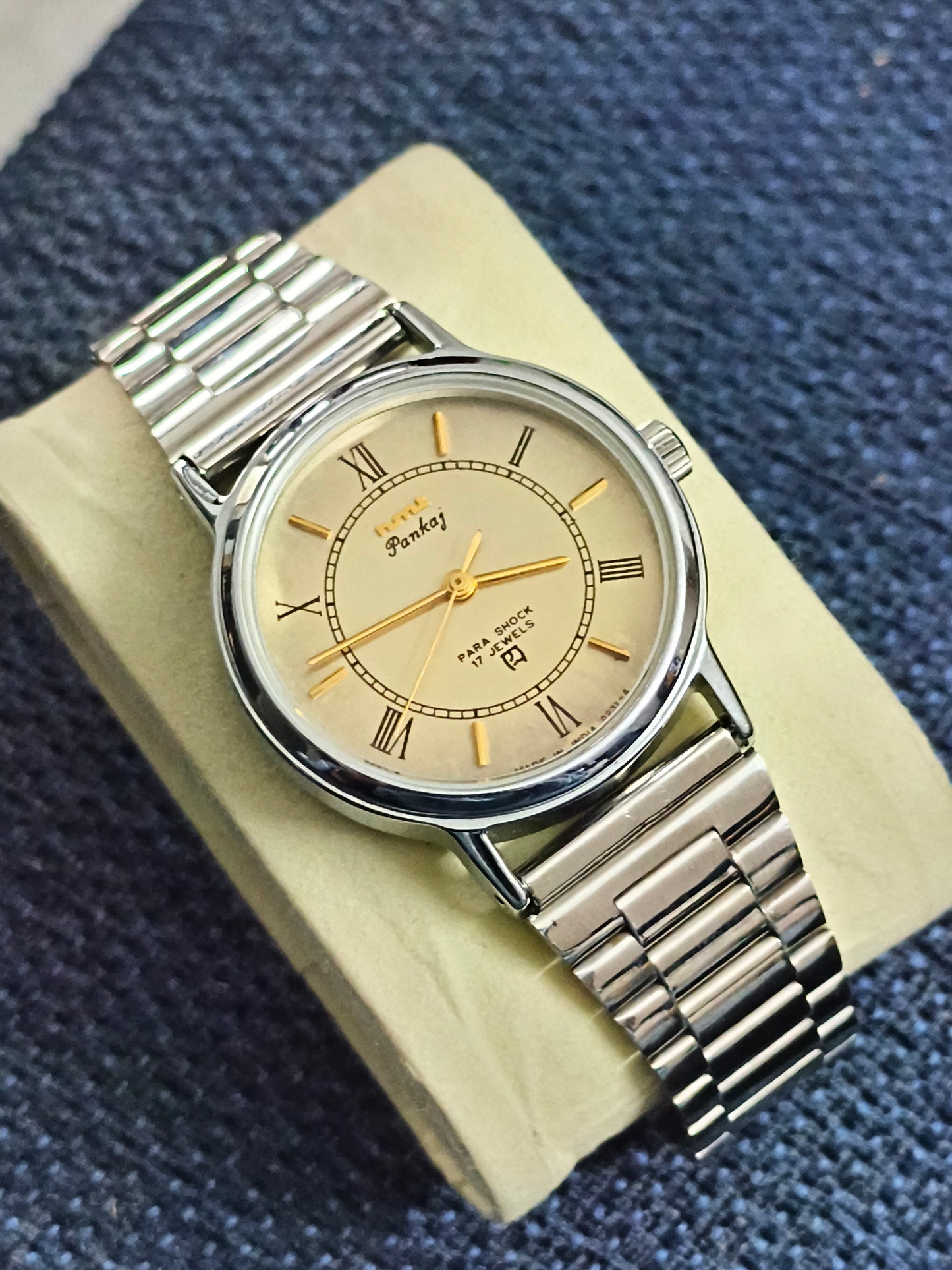 HMT Pankaj Hand-wound Neo-Vintage Watch with a Gold-toned Dial, Mint/NOS Condition