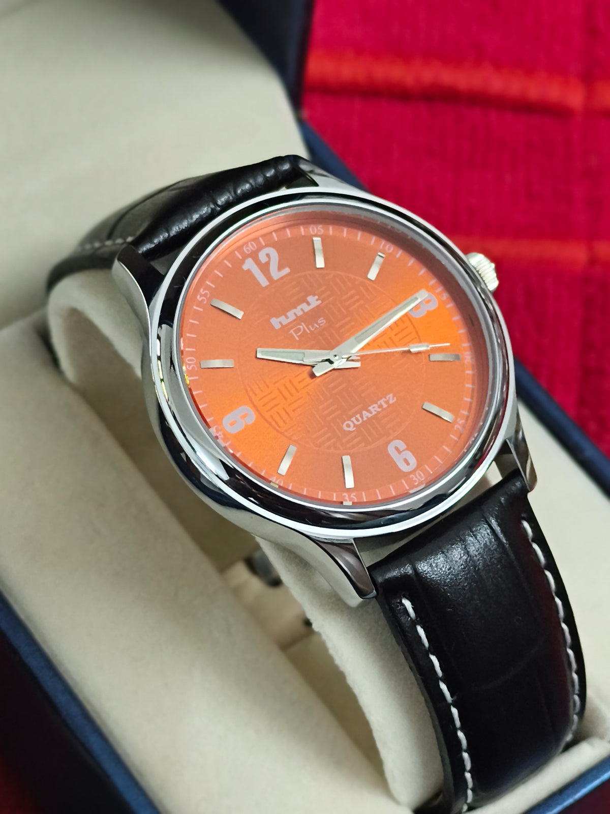 HMT Plus JGSL 38mm Quartz Watch with a Saffron Dial