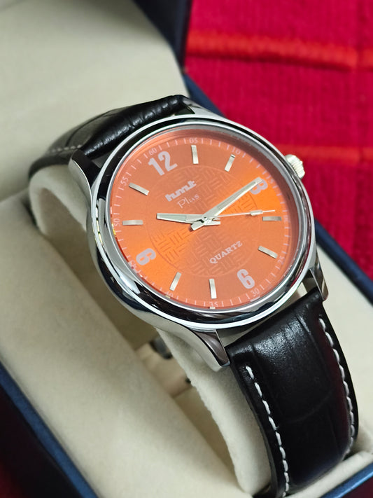 HMT Plus JGSL 38mm Quartz Watch with a Saffron Dial